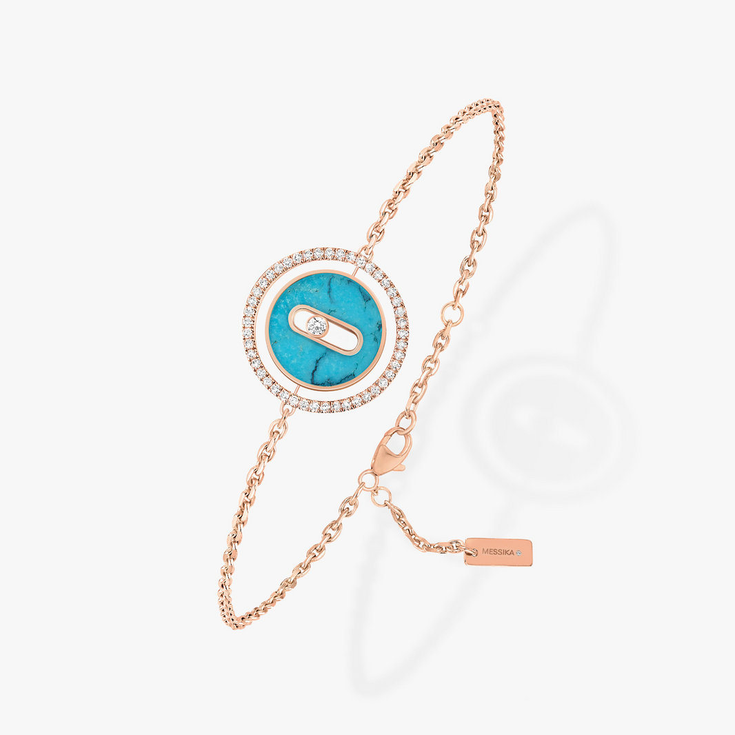 [LUCKY LOVE]LUCKY MOVE TURQUOISE PINK GOLD DIAMOND BRACELET