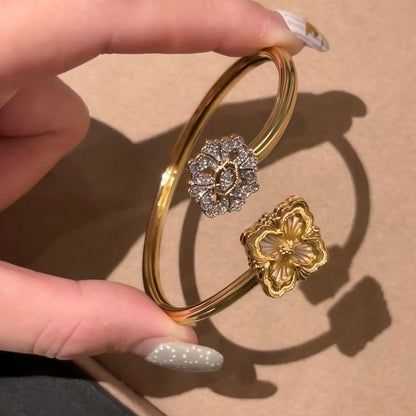 [LUCKY LOVE]OPERA TULLE  GOLD BRACELET WITH ENAMEL BACKGROUND