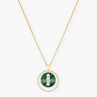 [LUCKY LOVE]LUCKY MOVE 3 DIAMOND MALACHITE GOLD DIAMOND NECKLACE