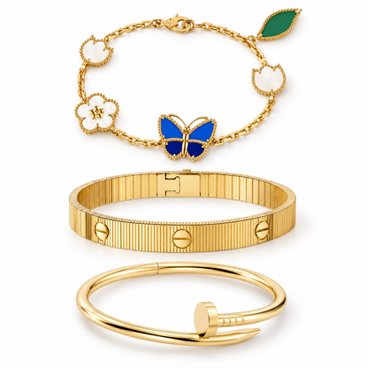 [LoveLucky]Clover Lucky Spring & Love & Juste Garden 3-Piece  Bracelet Stack Set