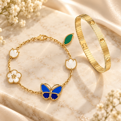 [LoveLucky] Lucky Spring Butterfly 5-Motif & LOVE Unlimited Bracelet Stack Set