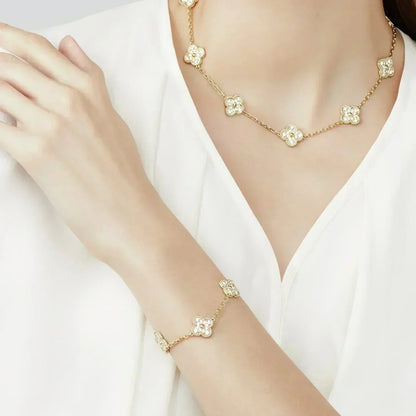 [LUCKY LOVE]CLOVER 5 MOTIFS  FULL DIAMOND BRACELET