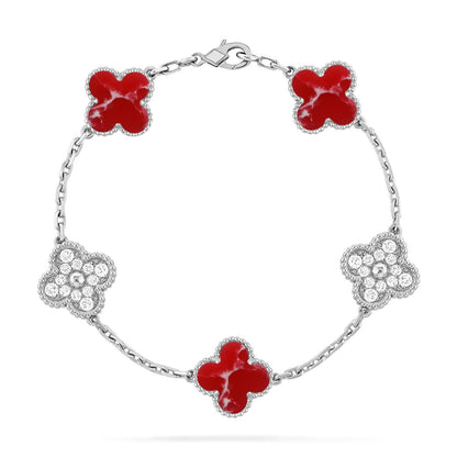 [LUCKY LOVE]CLOVER DIAMOND SILVER BRACELET COLLECTION,5 MOTIFS
