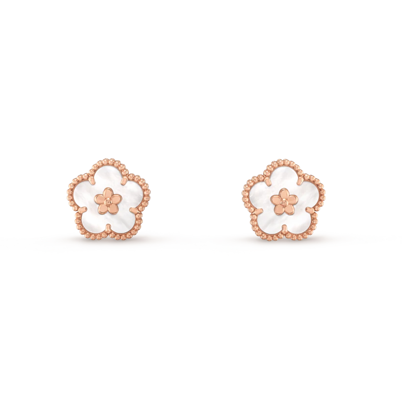 [LUCKY LOVE]LUCKY PINK GOLD WHITE MOP EARRINGS