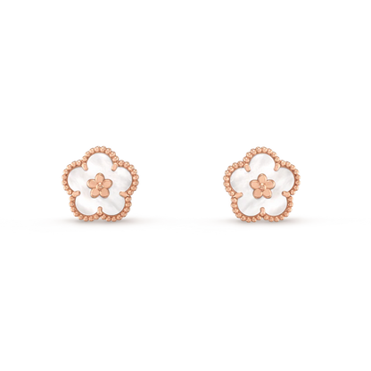 [LUCKY LOVE]LUCKY PINK GOLD WHITE MOP EARRINGS