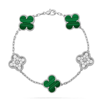 [LUCKY LOVE] CLOVER 5 MOTIF MALACHITE BRACELET COLLECTION