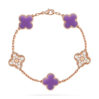 [LUCKY LOVE]CLOVER 5 MOTIF LIGHT PURPLE BRACELET COLLECTION