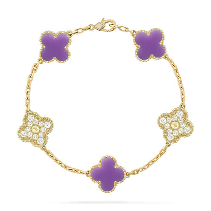 [LUCKY LOVE]CLOVER 5 MOTIF LIGHT PURPLE BRACELET COLLECTION