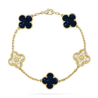 [LoveLucky]Clover 5-Motif Malachite & Pietersite Bracelet Stack Set