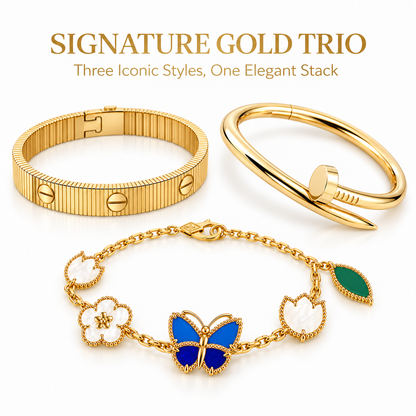 [LoveLucky]Clover Lucky Spring & Love & Juste Garden 3-Piece  Bracelet Stack Set