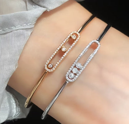 [LUCKY LOVE]Move Pavé Diamond Bangle Bracelet M