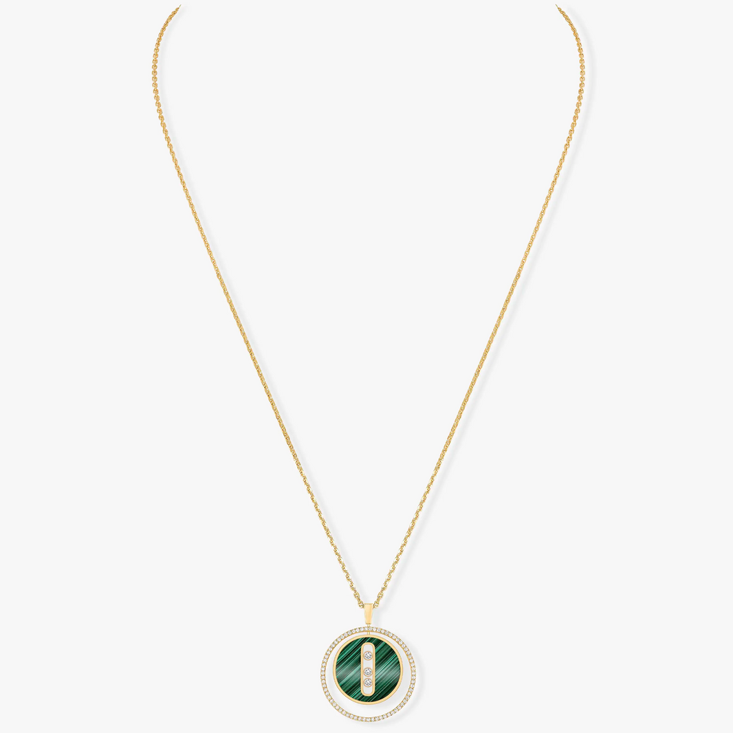 [LUCKY LOVE]LUCKY MOVE 3 DIAMOND MALACHITE GOLD DIAMOND NECKLACE