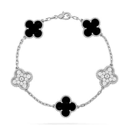 [LUCKY LOVE] CLOVER 5 MOTIF ONYXS BRACELET COLLECTION