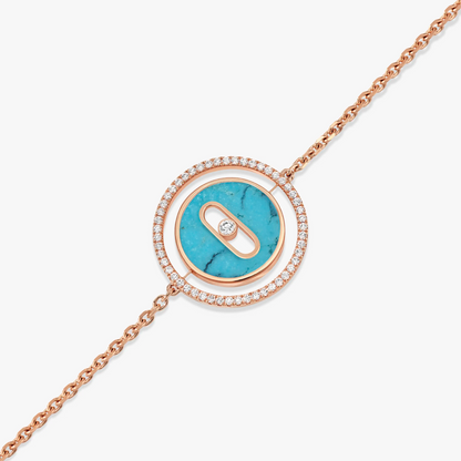 [LUCKY LOVE]LUCKY MOVE TURQUOISE PINK GOLD DIAMOND BRACELET