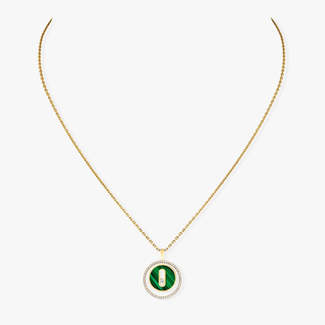 [LUCKY LOVE]LUCKY MOVE 1 DIAMOND MALACHITE GOLD DIAMOND NECKLACE