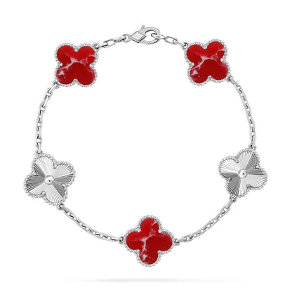 [LUCKY LOVE]CLOVER 5 MOTIF RED PATTERN BRACELET COLLECTION