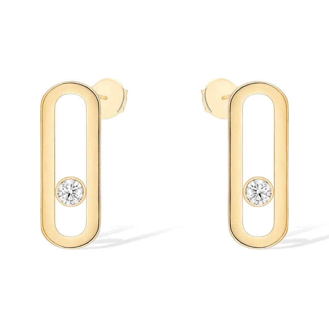 [LUCKY LOVE]MOVE UNO SMALL 1 DIAMOND EARRINGS