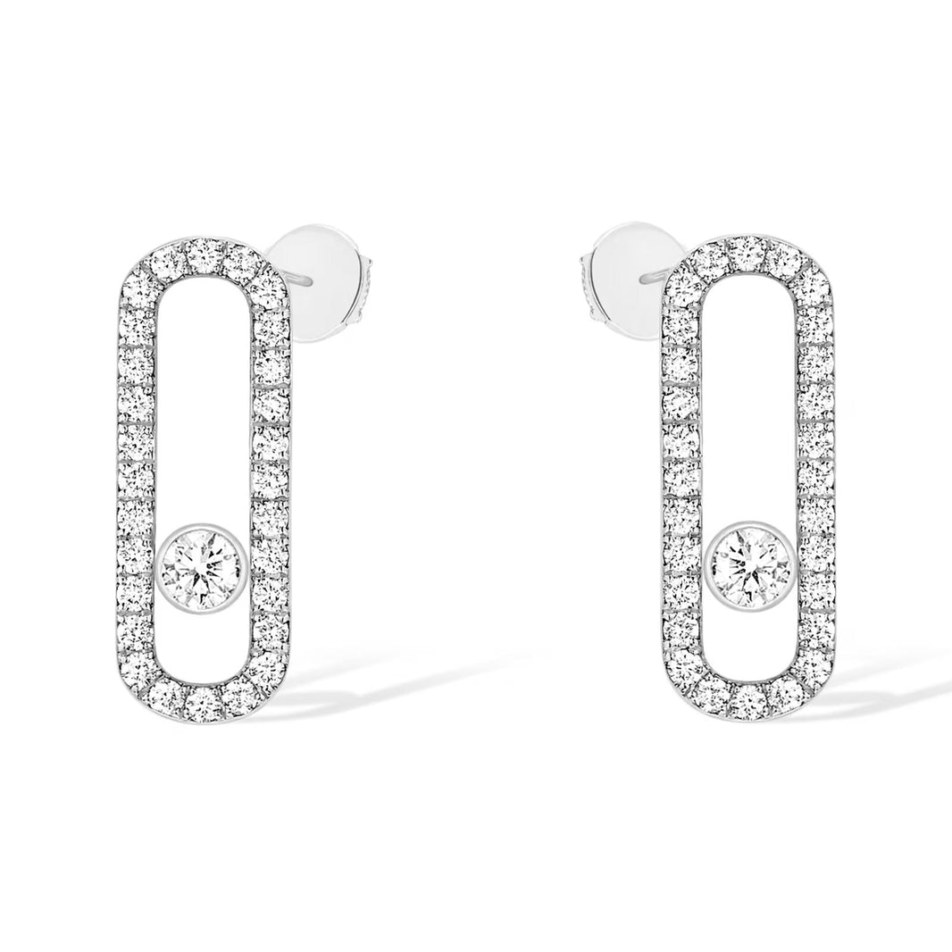 [LUCKY LOVE]MOVE UNO STUD DIAMOND PAVED EARRINGS