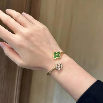 [LUCKY LOVE]OPERA TULLE  GOLD BRACELET WITH ENAMEL BACKGROUND