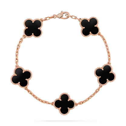 [LUCKY LOVE] CLOVER 5 MOTIF ONYXS BRACELET COLLECTION
