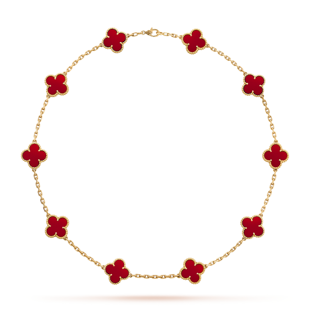 [LUCKY LOVE]CLOVER 10 MOTIFS CARNELIAN NECKLACE