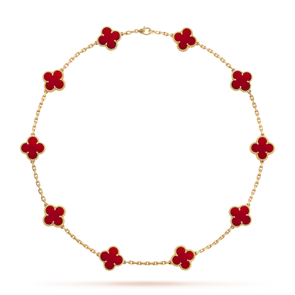 [LUCKY LOVE]CLOVER 10 MOTIFS CARNELIAN NECKLACE