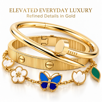 [LoveLucky]Clover Lucky Spring & Love & Juste Garden 3-Piece  Bracelet Stack Set