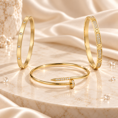 [LoveLucky] JUSTE Diamond & LOVE Diamond Bracelet Stack Set