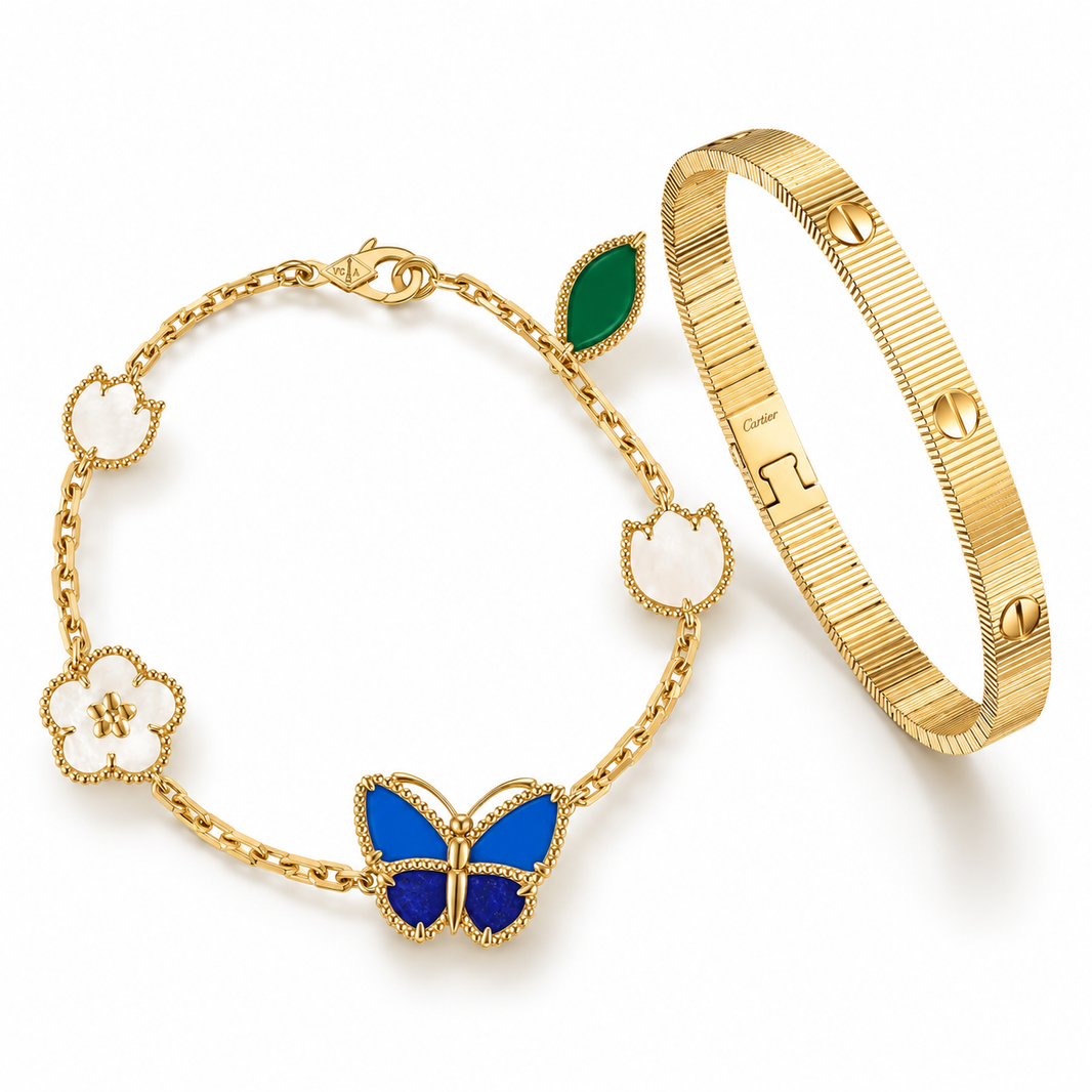 [LoveLucky] Lucky Spring Butterfly 5-Motif & LOVE Unlimited Bracelet Stack Set