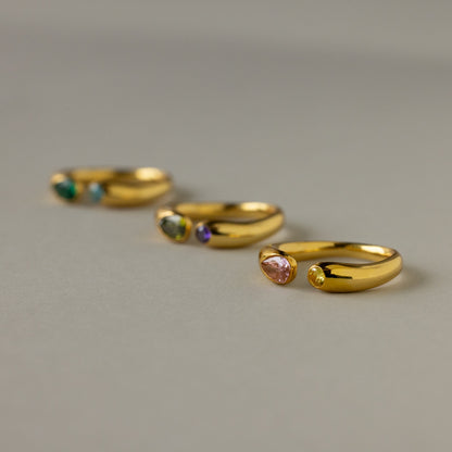 Toi et Moi Birthstone Signet Ring