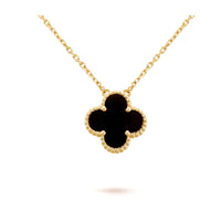 [LUCKY LOVE]CLOVER 15MM BLACK ONYX SINGLE FLOWER NECKLACE
