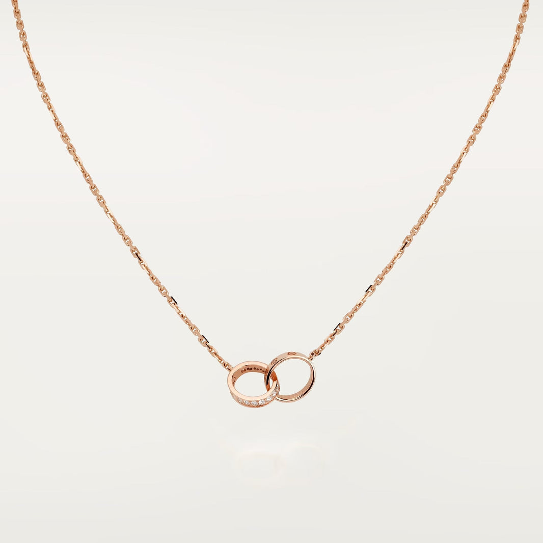 [LUCKY LOVE]LOVE DOUBLE RING HALF DIAMOND NECKLACE