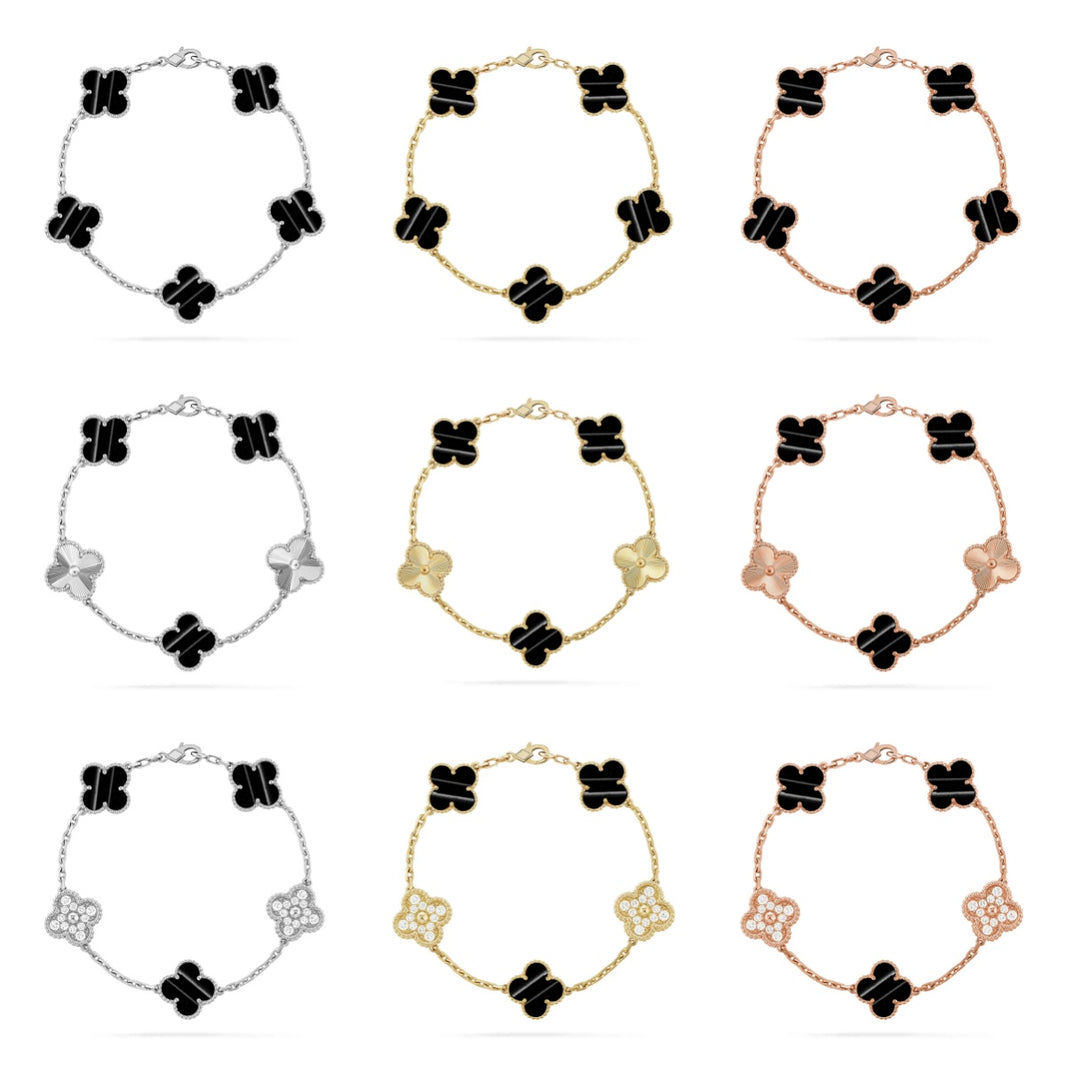 [LUCKY LOVE] CLOVER 5 MOTIF PULSAR STONE BRACELET COLLECTION