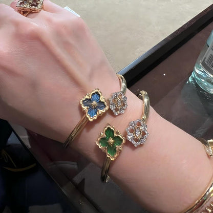 [LUCKY LOVE]OPERA TULLE  GOLD BRACELET WITH ENAMEL BACKGROUND