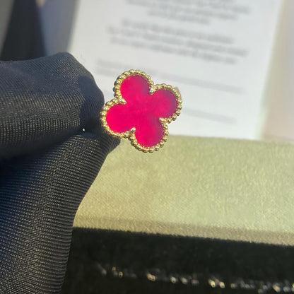 [LUCKY LOVE]NEW CLOVER PINK ENAMEL RINGS