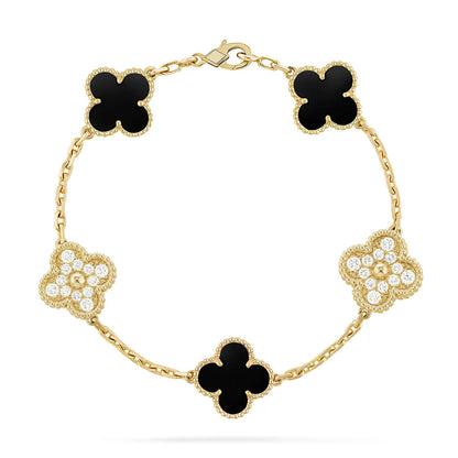 [LUCKY LOVE]CLOVER DIAMOND GOLD BRACELET COLLECTION,5 MOTIFS