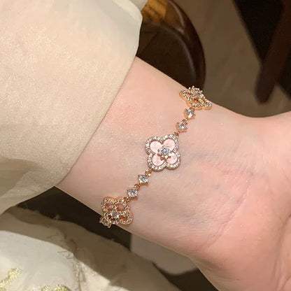 [LUCKY LOVE]CLOVER 5 MOTIF PINK BLUE RED WHITE BRACELET