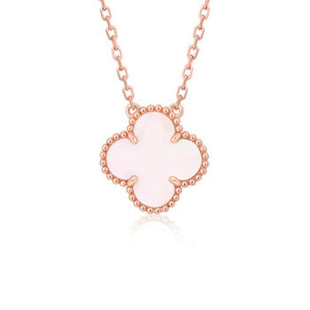 [LUCKY LOVE]CLOVER 15MM PINK MOTHER-OF-PEARL SINGLE FLOWER NECKLACE
