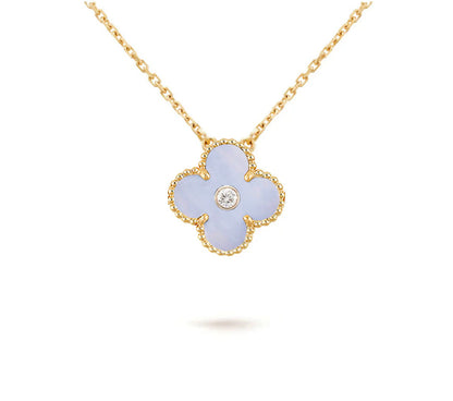 [LUCKY LOVE]CLOVER 15MM DIAMOND SINGLE FLOWER NECKLACE COLLECTION