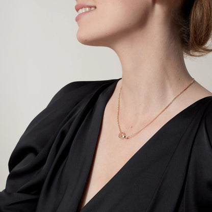 [LUCKY LOVE]LOVE DOUBLE RING HALF DIAMOND NECKLACE