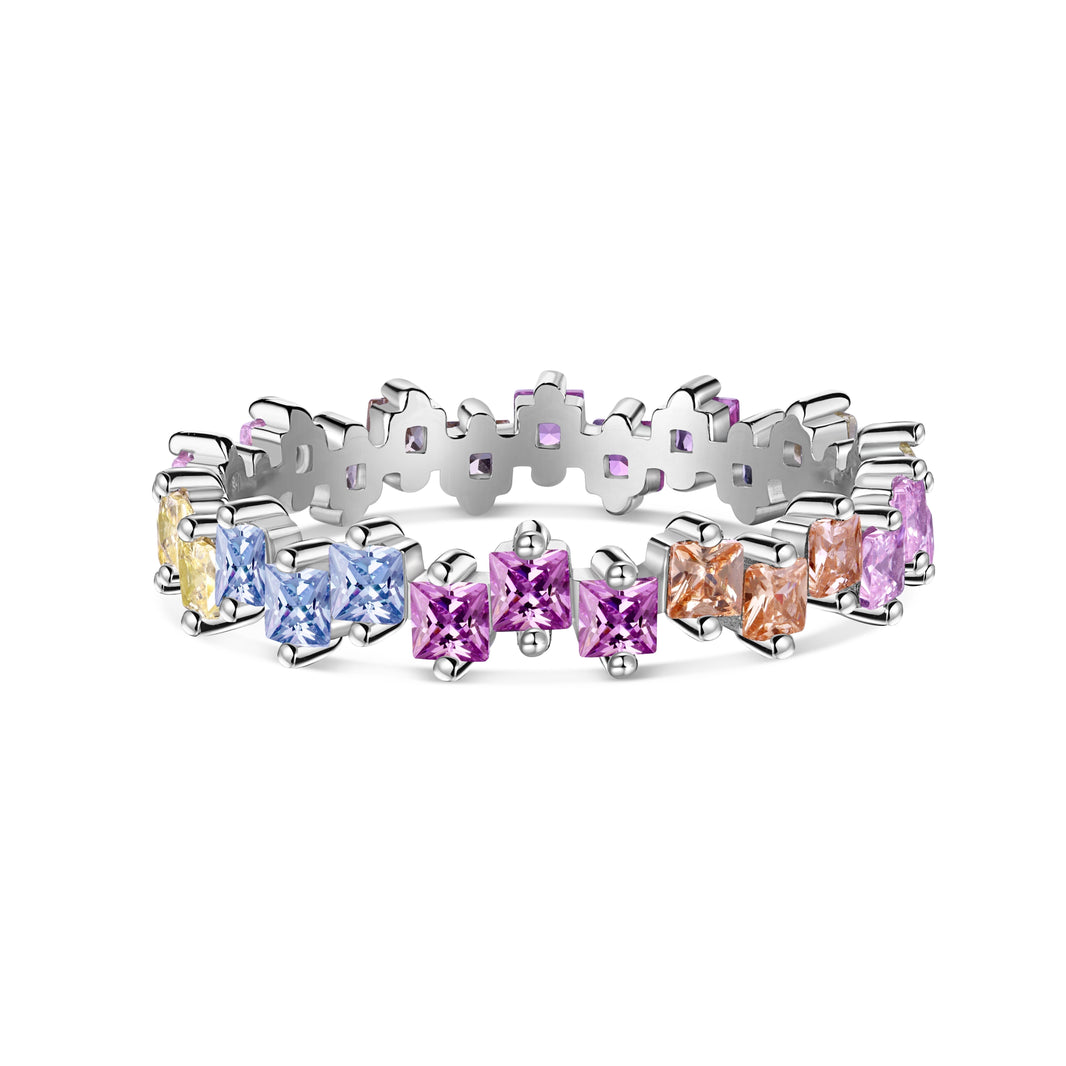 [LUCKY LOVE]Mixed Colorful Square Staggered Rings