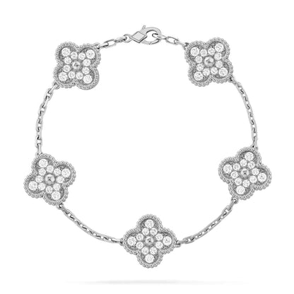 [LUCKY LOVE] CLOVER 5 MOTIF FULL DIAMOND BRACELET COLLECTION