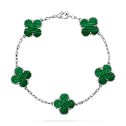 [LUCKY LOVE] CLOVER 5 MOTIF MALACHITE BRACELET COLLECTION