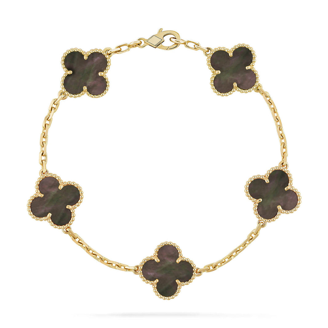 [LUCKY LOVE] CLOVER 5 MOTIF GRAY MOP BRACELET COLLECTION