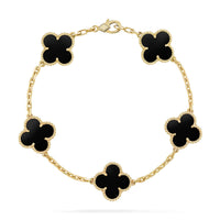 [LUCKY LOVE] CLOVER 5 MOTIF ONYXS BRACELET COLLECTION