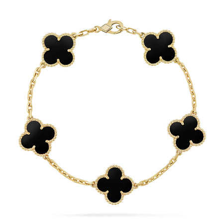 [LUCKY LOVE] CLOVER 5 MOTIF ONYXS BRACELET COLLECTION