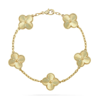 [LoveLucky]Clover Laser  Pulsar Stone 5-Motif & LOVE Diamond-Paved Bracelet Stack Set