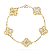 [LUCKY LOVE] CLOVER 5 MOTIF FULL DIAMOND BRACELET COLLECTION