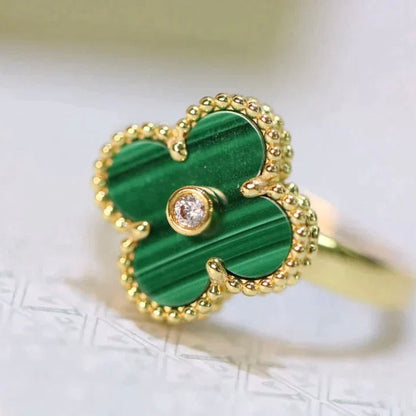 [LUCKY LOVE]CLOVER MALACHITE RING GOLD DIAMOND