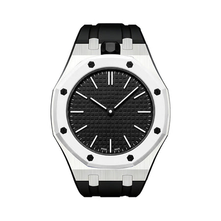 Oak Pop Black Steel Silicone Strap